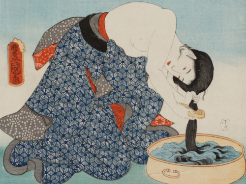 伝統化粧の完成期<br>江戸時代13　日本髪の手入れ方法＜洗髪＞