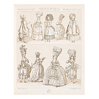 1770年代のロココスタイルのよそおい（『服装の歴史』ラシネ著、1888年より）