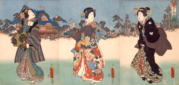 Toyokuni Utagawa, The First Day of the Hare Festival at Kameido (Kameido hatsuu matsuri), 1854(Ansei 1)